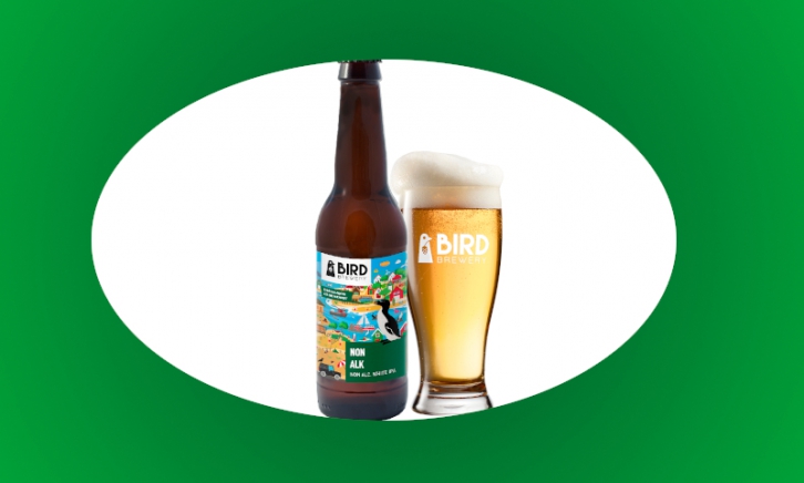 Non Alk van Bird Brewery flesje en glas